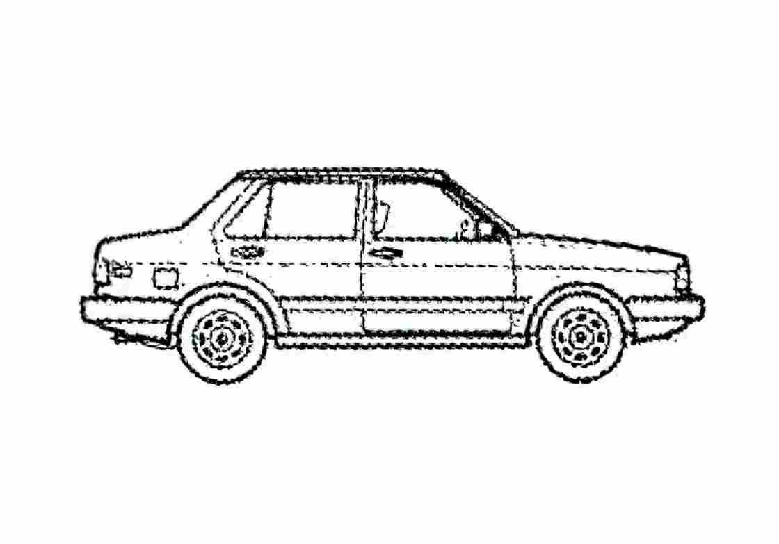 Blueprint Volkswagen Golf Sedan 1987 A4 Photo Print