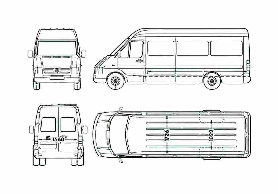 Blueprint Volkswagen It LWB Van 2006 A4 Photo Print