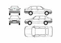 Blueprint Volkswagen Jetta III 1H) Sedan 1993 A4 Photo Print