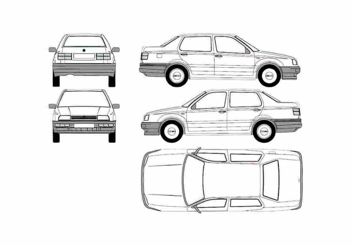 Blueprint Volkswagen Jetta III 1H) Sedan 1993 A4 Photo Print