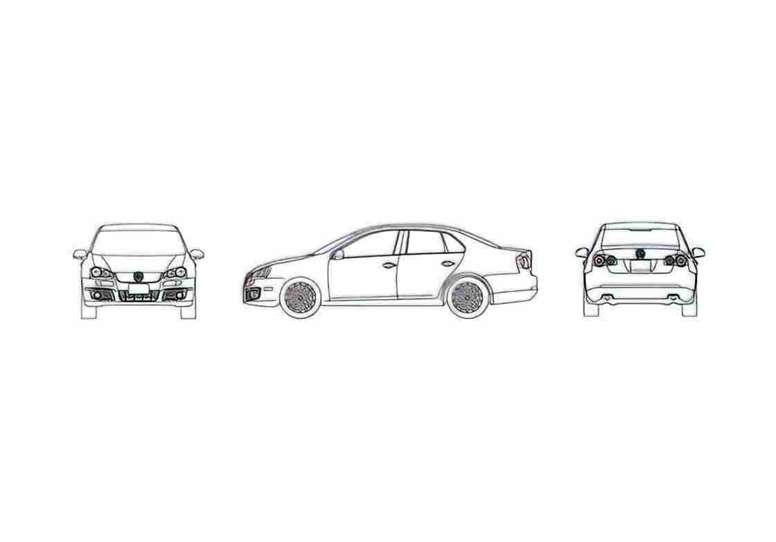 Blueprint Volkswagen Jetta Sedan 2006 A4 Photo Print