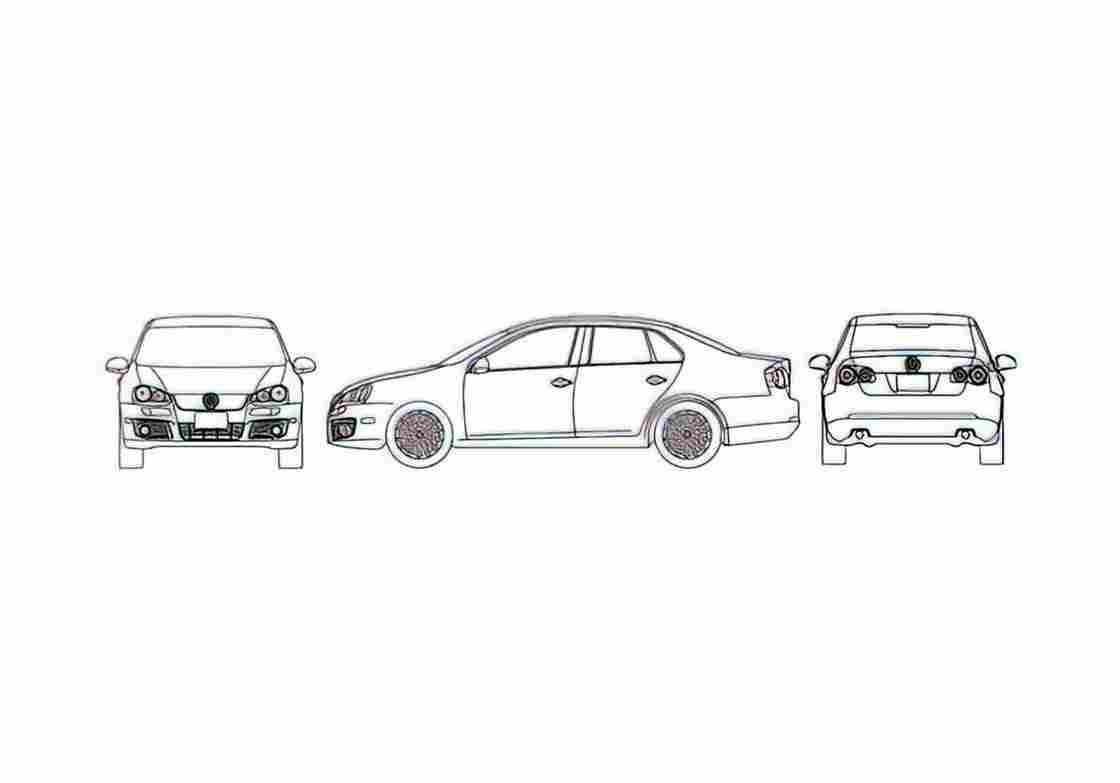 Blueprint Volkswagen Jetta V 1K) Sedan 2005 A4 Photo Print