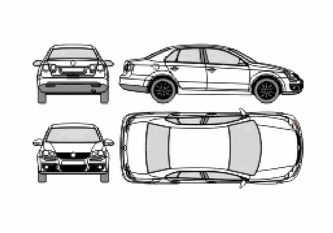 Blueprint Volkswagen Jetta V 1K) Sedan 2007 A4 Photo Print