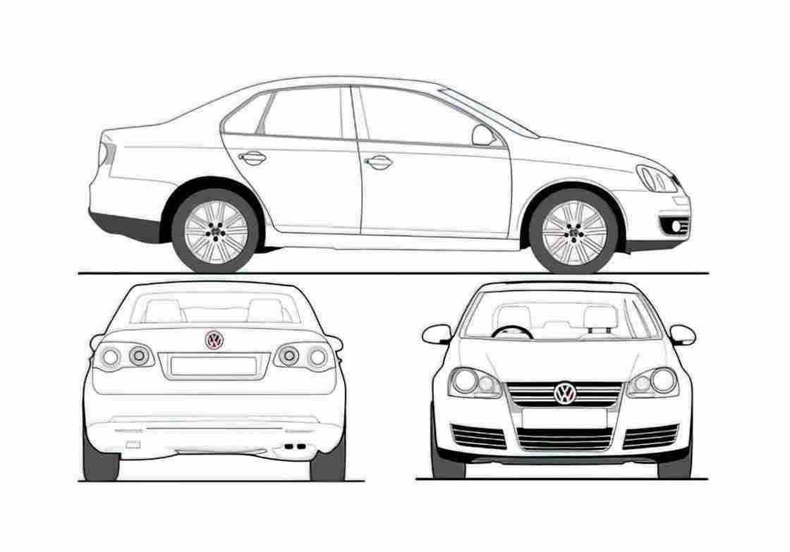 Blueprint Volkswagen Jetta V 1K) Sedan 2008 A4 Photo Print