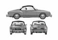 Blueprint Volkswagen Karmann Ghia Coupe 1970 A4 Photo Print