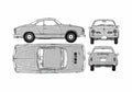 Blueprint Volkswagen Karmann Ghia Sedan 1966 A4 Photo Print