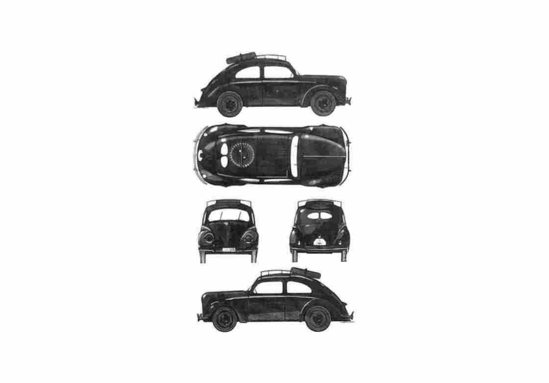 Blueprint Volkswagen Kdf Wagen Type 230 Gas Generator Coupe 1944 A4 Photo Print