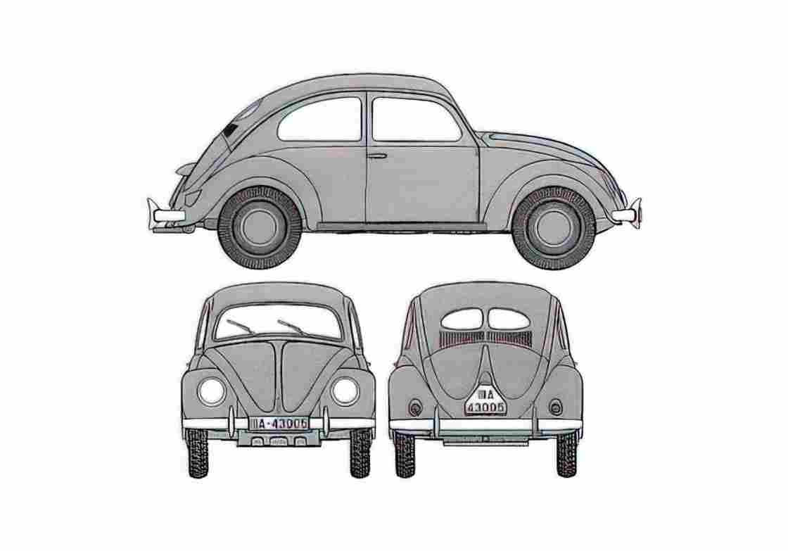 Blueprint Volkswagen Kdfwagen Sedan 1944 A4 Photo Print