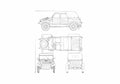 Blueprint Volkswagen Kubelwagen Hatchback 1982 A4 Photo Print