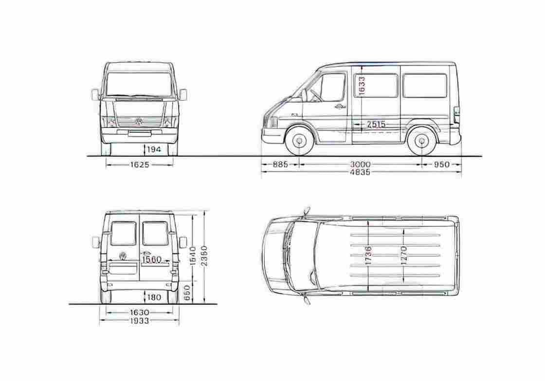 Blueprint Volkswagen LT 28 Typ 2D) 3000 Van 1996 A4 Photo Print