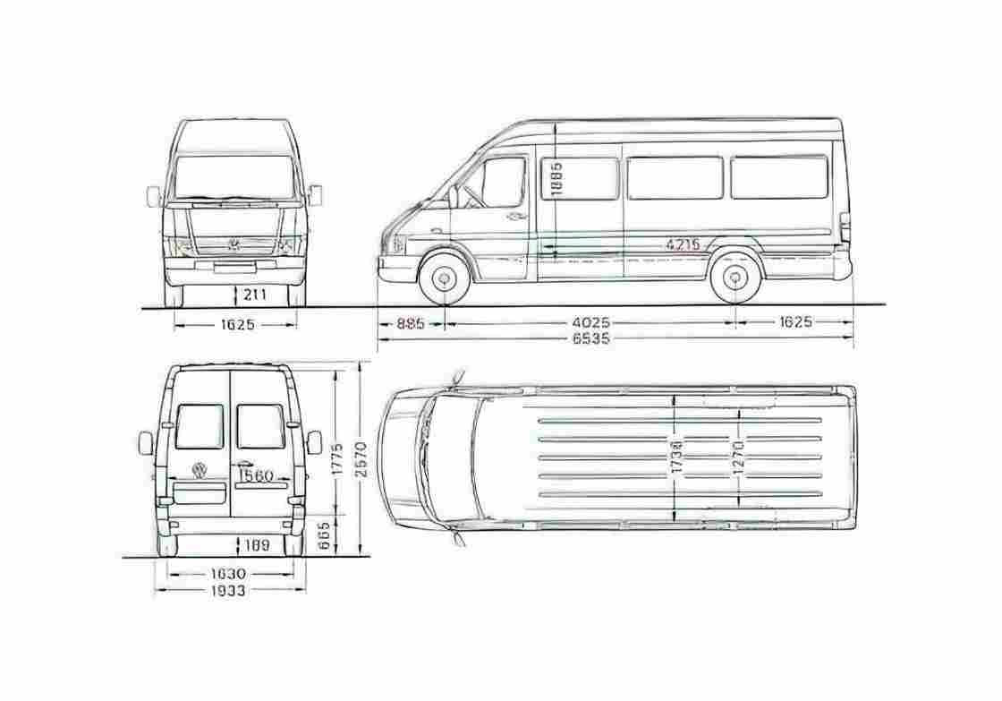Blueprint Volkswagen LT 35 Typ 2D) 4025 Van 1996 A4 Photo Print