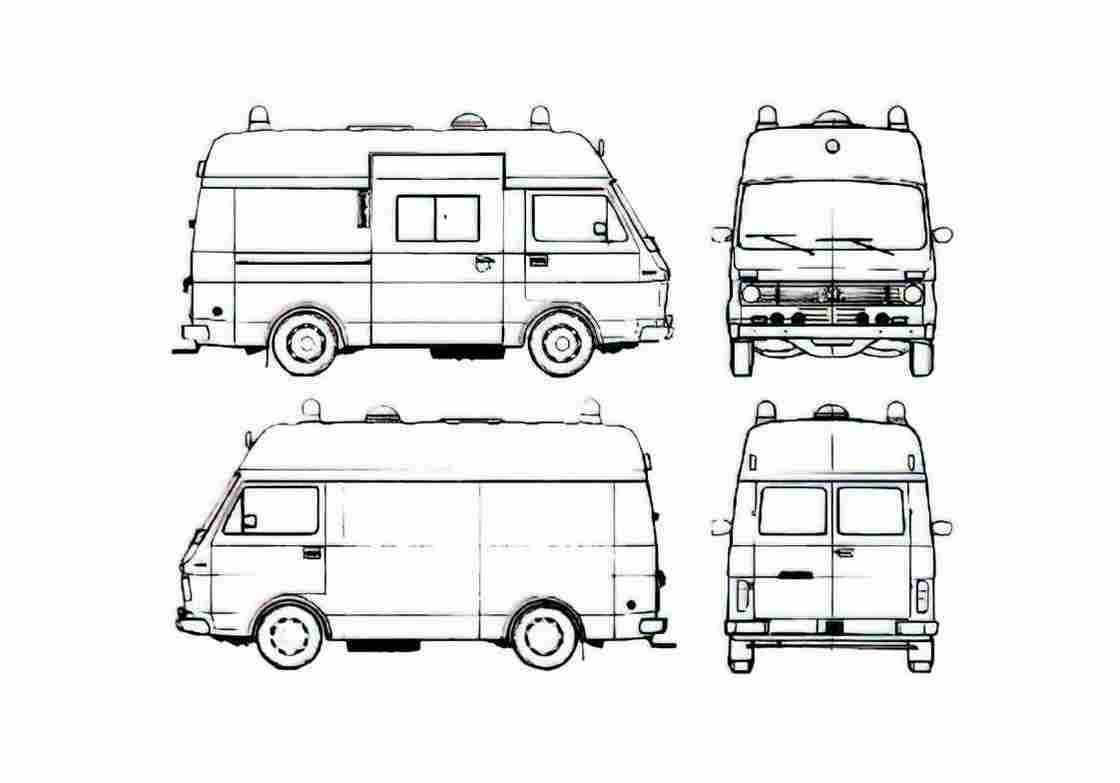 Blueprint Volkswagen LT1 Van 1979 A4 Photo Print