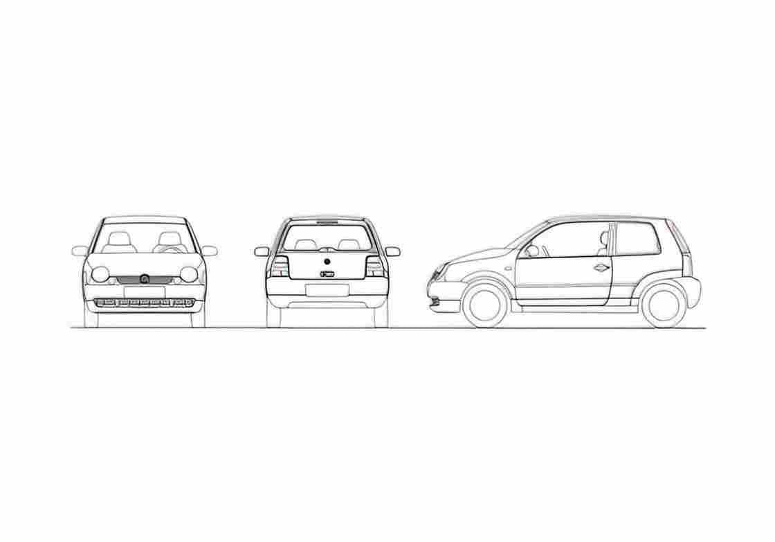 Blueprint Volkswagen Lupo Hatchback 1998 A4 Photo Print
