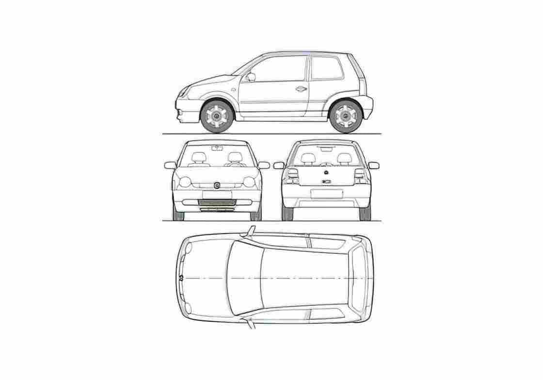 Blueprint Volkswagen Lupo Hatchback 1999 A4 Photo Print