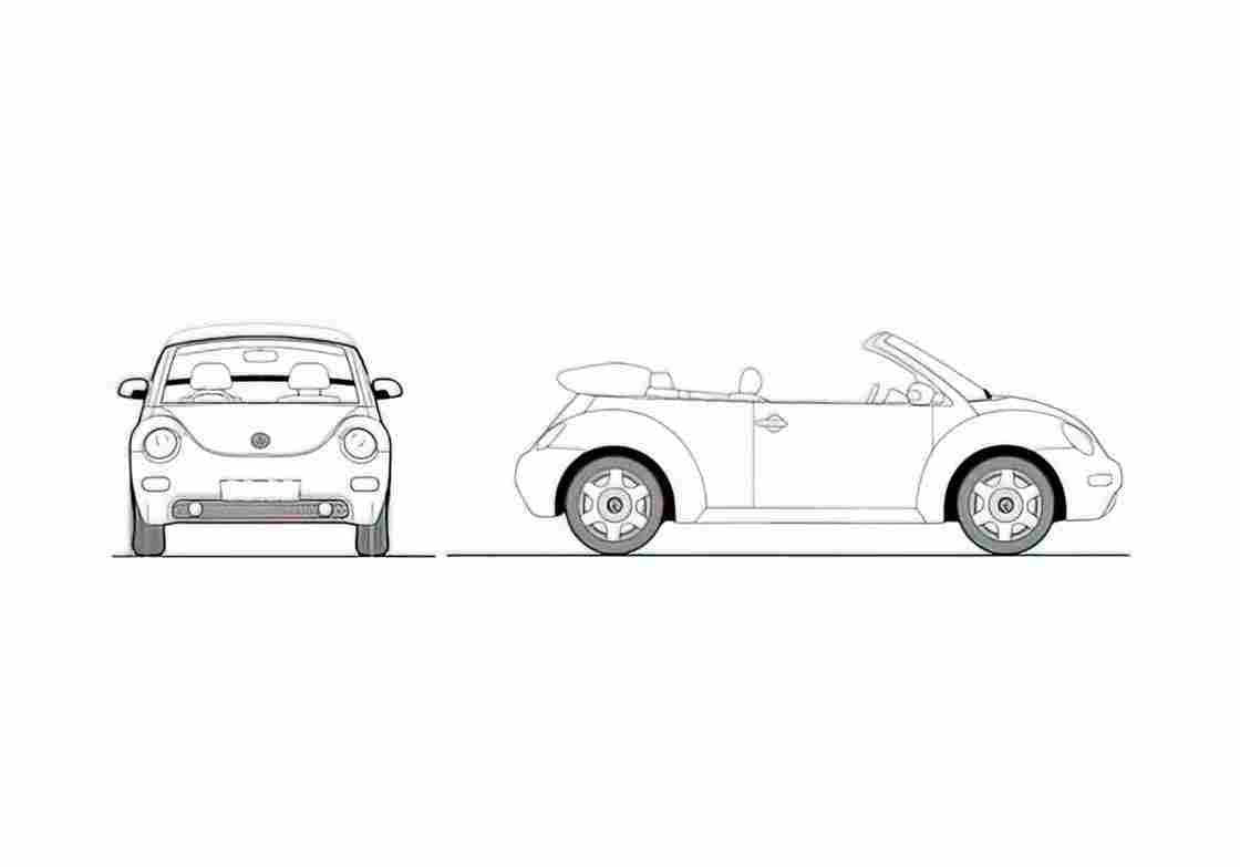 Blueprint Volkswagen New Beetle Cabriolet 2005 A4 Photo Print