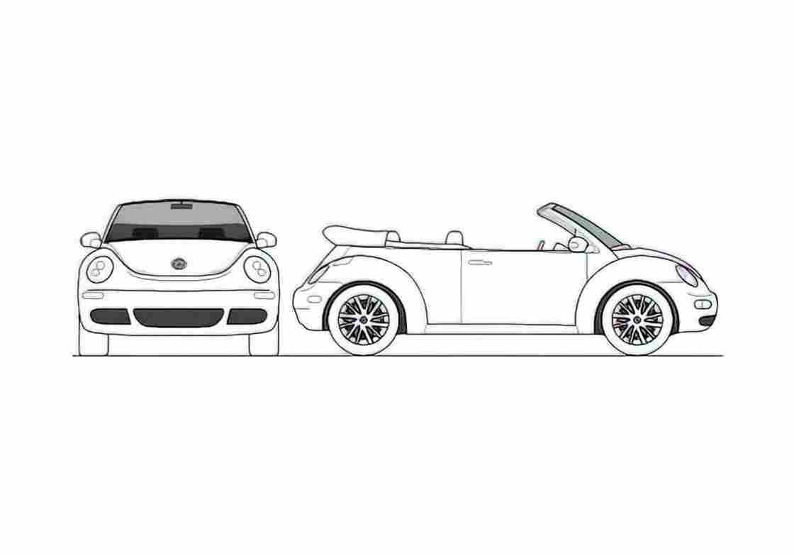 Blueprint Volkswagen New Beetle Convertible Cabriolet 2010 A4 Photo Print