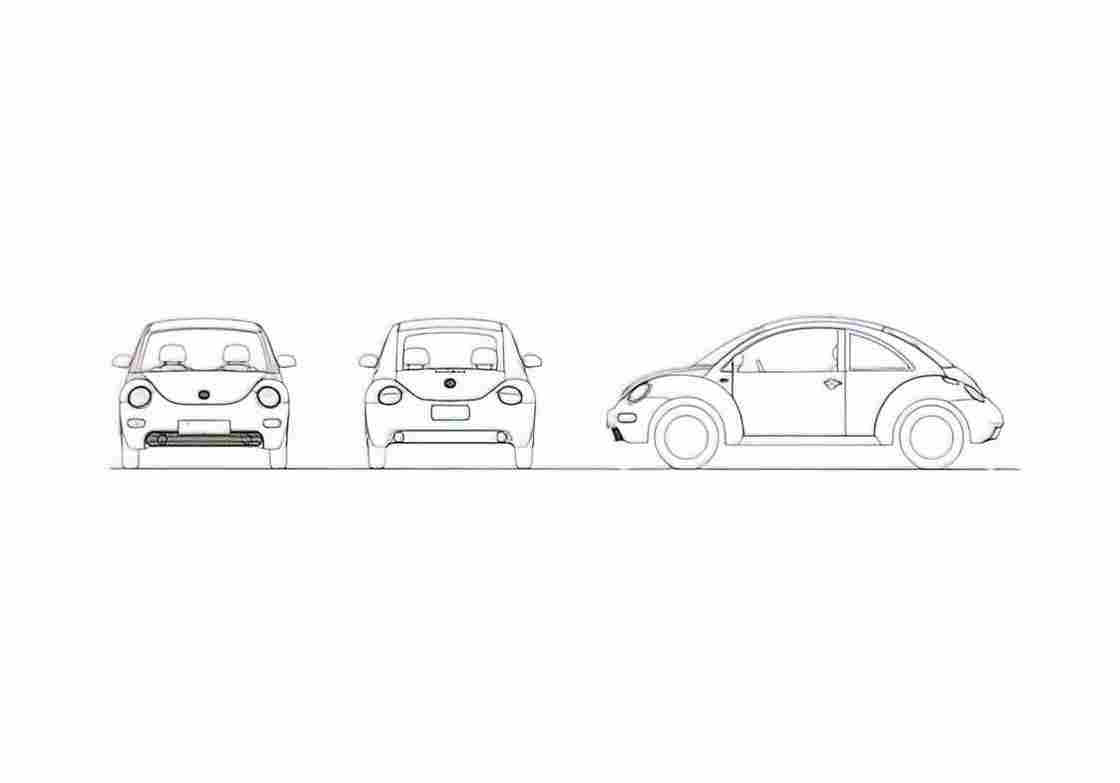 Blueprint Volkswagen New Beetle Coupe 1999 A4 Photo Print