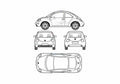 Blueprint Volkswagen New Beetle Coupe 2005 A4 Photo Print
