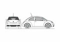 Blueprint Volkswagen New Beetle Hatchback 2010 A4 Photo Print