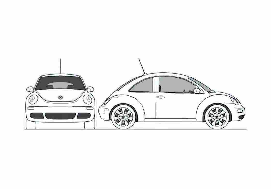 Blueprint Volkswagen New Beetle Hatchback 2010 A4 Photo Print