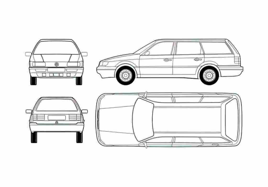 Blueprint Volkswagen Passat B4 Variant Wagon 1993 A4 Photo Print
