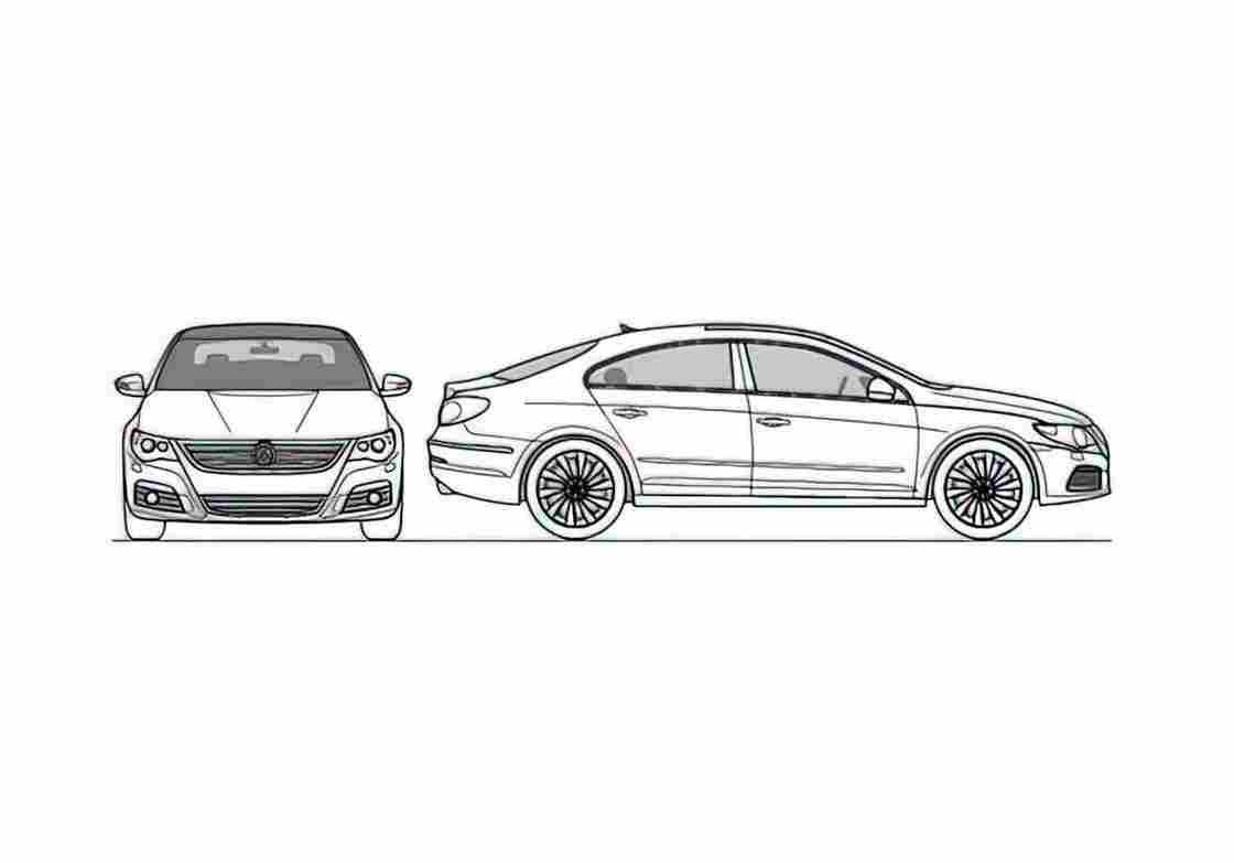 Blueprint Volkswagen Passat CC Sedan 2010 A4 Photo Print