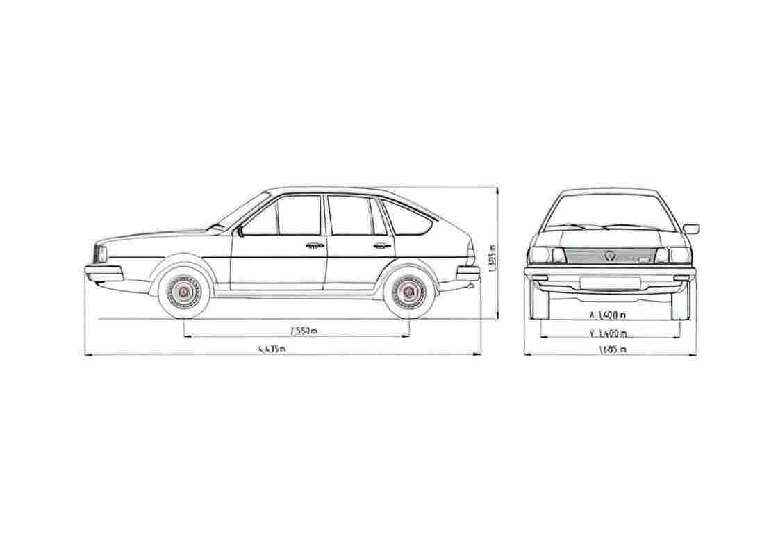 Blueprint Volkswagen Passat II B2) Hatchback 1980 A4 Photo Print