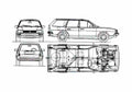 Blueprint Volkswagen Passat II B2) Variant Wagon 1980 A4 Photo Print