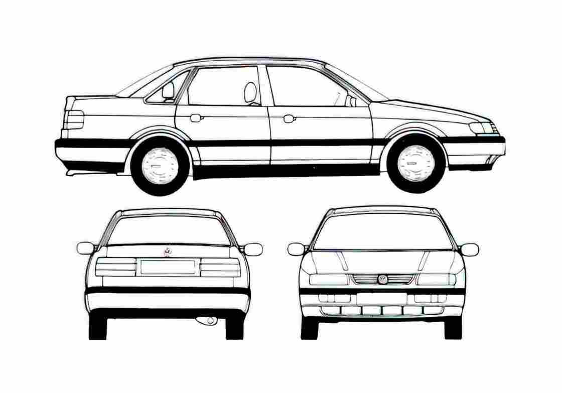 Blueprint Volkswagen Passat IV B4) CL Sedan 1995 A4 Photo Print