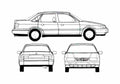 Blueprint Volkswagen Passat IV B4) GL Sedan 1995 A4 Photo Print