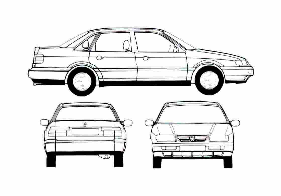 Blueprint Volkswagen Passat IV B4) GL Sedan 1995 A4 Photo Print