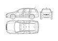 Blueprint Volkswagen Passat MK IV Wagon 2005 A4 Photo Print