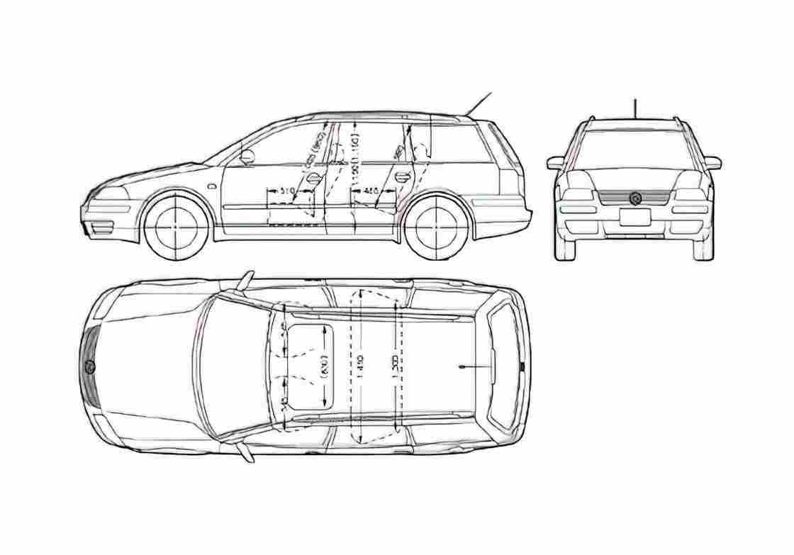 Blueprint Volkswagen Passat MK IV Wagon 2005 A4 Photo Print