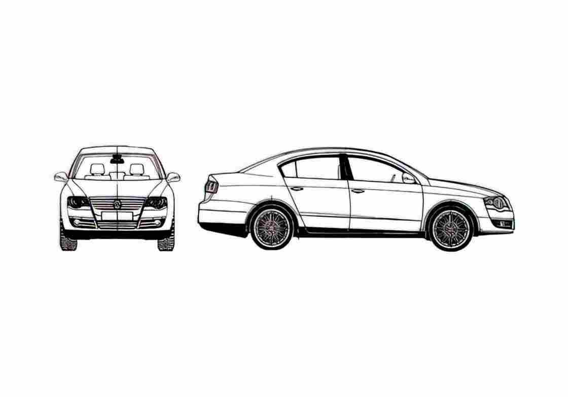 Blueprint Volkswagen Passat MKV Sedan 2005 A4 Photo Print