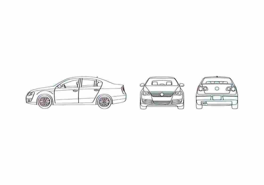 Blueprint Volkswagen Passat MKV Sedan 2006 A4 Photo Print
