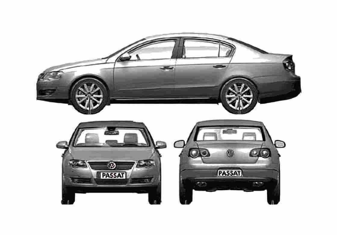 Blueprint Volkswagen Passat Sedan 2006 A4 Photo Print