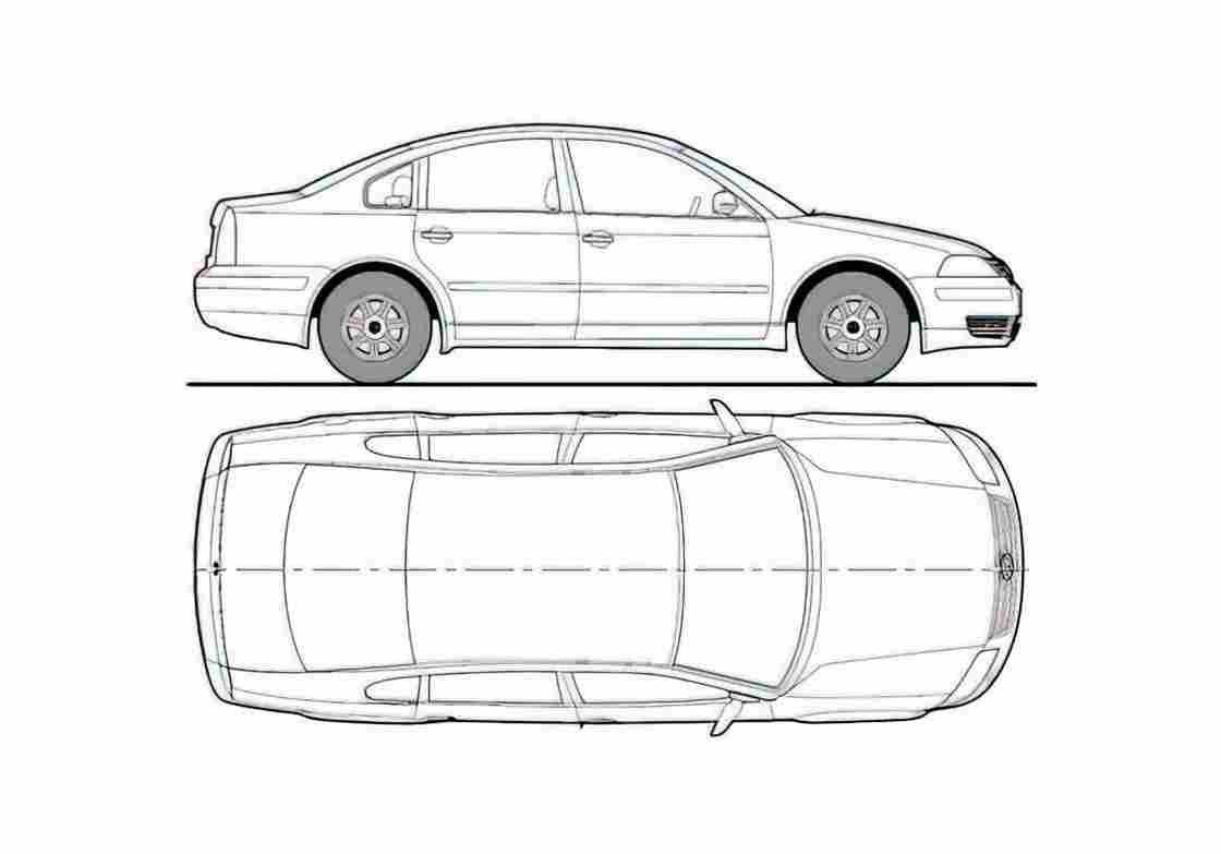Blueprint Volkswagen Passat V B5.5) Sedan 2001 A4 Photo Print
