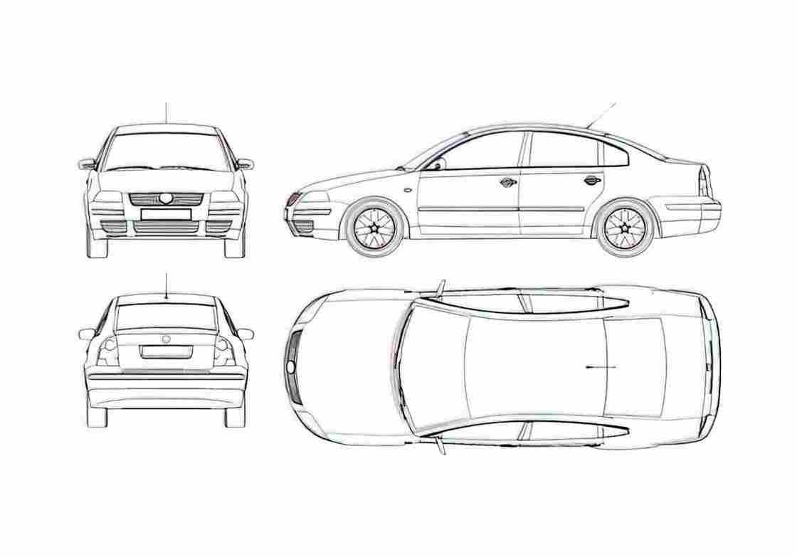 Blueprint Volkswagen Passat V B5) Sedan 1996 A4 Photo Print