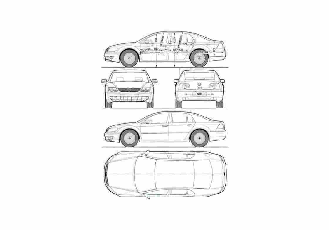 Blueprint Volkswagen Phaeton Sedan 2008 A4 Photo Print