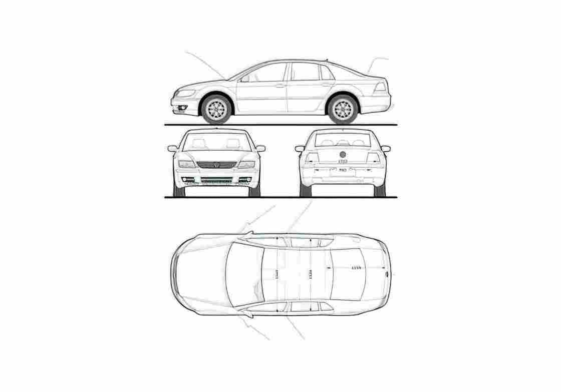 Blueprint Volkswagen Phaeton Sedan 2009 A4 Photo Print