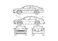 Blueprint Volkswagen Phaeton W12 Sedan 2004 A4 Photo Print