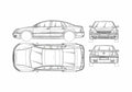 Blueprint Volkswagen Phaeton W8 Sedan 2000 A4 Photo Print