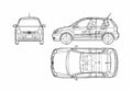 Blueprint Volkswagen Polo 5 door Hatchback 2005 A4 Photo Print