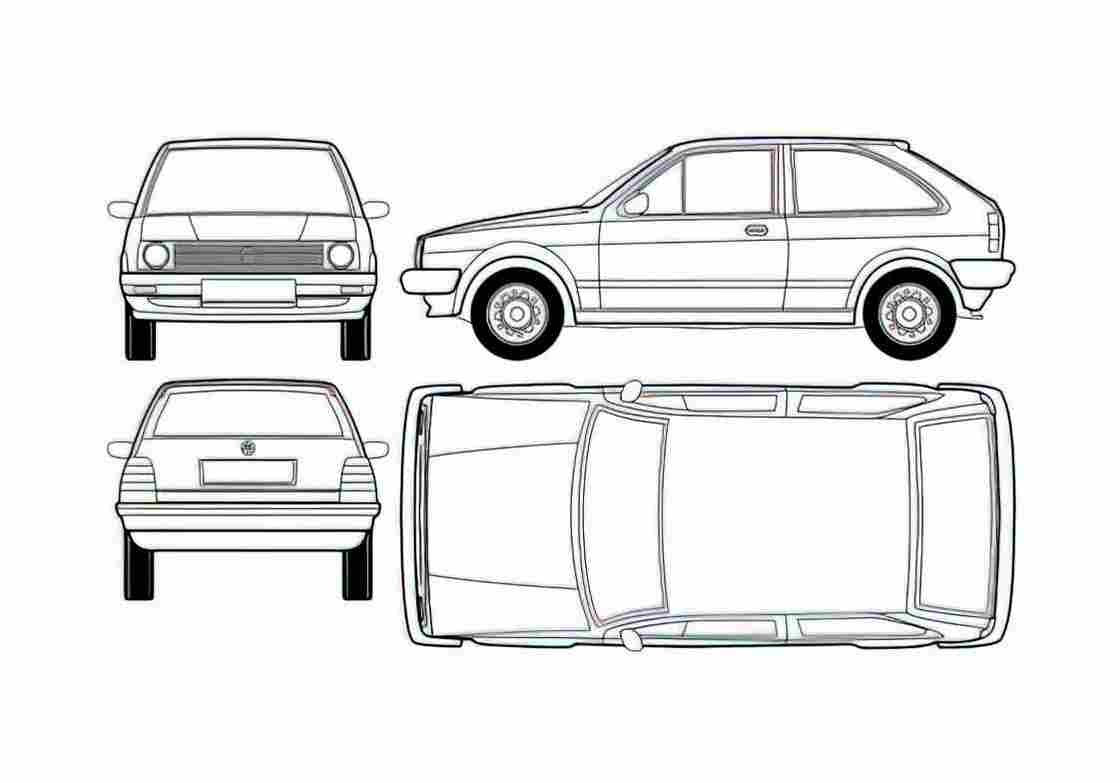 Blueprint Volkswagen Polo Hatchback 1989 A4 Photo Print