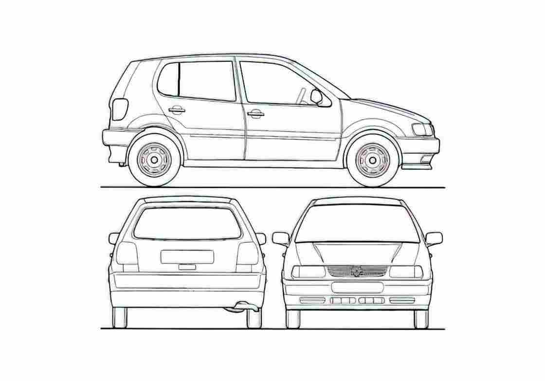 Blueprint Volkswagen Polo III 6N) 5 door Hatchback 2001 A4 Photo Print