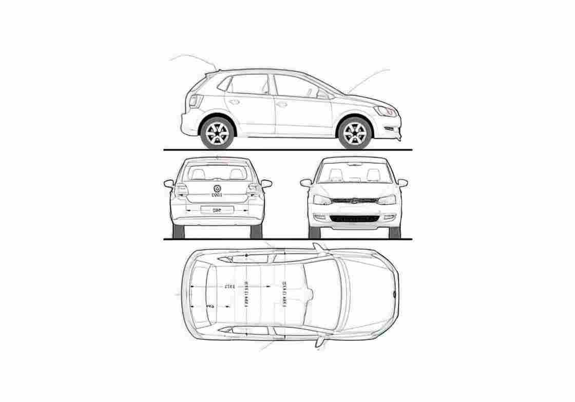 Blueprint Volkswagen Polo V 6R) 5 door Hatchback 2009 A4 Photo Print