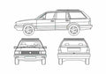 Blueprint Volkswagen Santana Quantum GLS Wagon 1988 A4 Photo Print