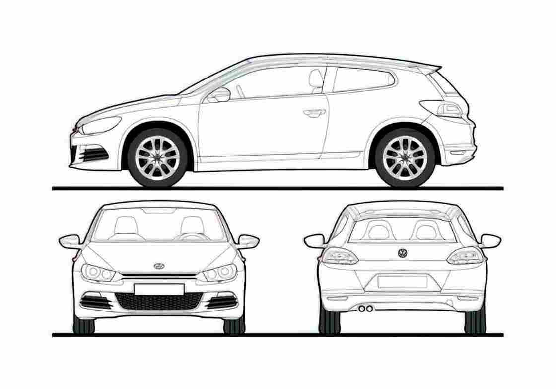 Blueprint Volkswagen Scirocco Coupe 2009 A4 Photo Print