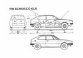 Blueprint Volkswagen Scirocco I GLS Coupe 1980 A4 Photo Print