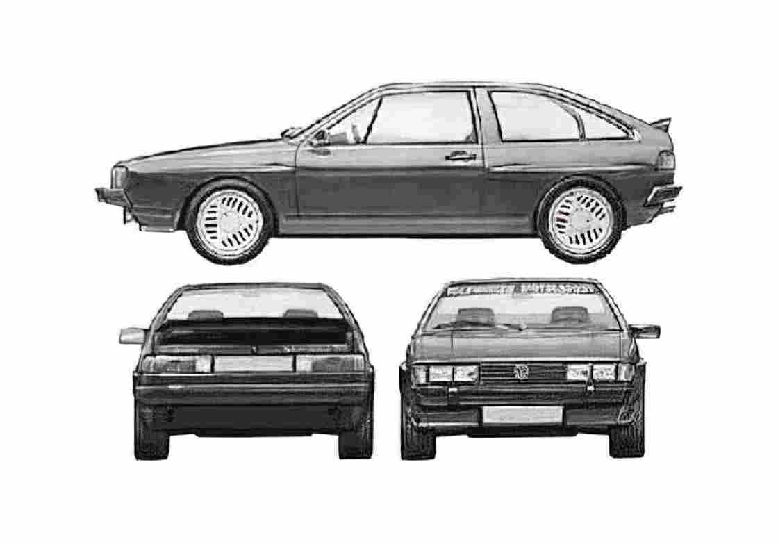 Blueprint Volkswagen Scirocco II Coupe 1984 A4 Photo Print